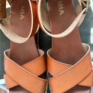 MIA Women's Brown Cross-Strap Sandals